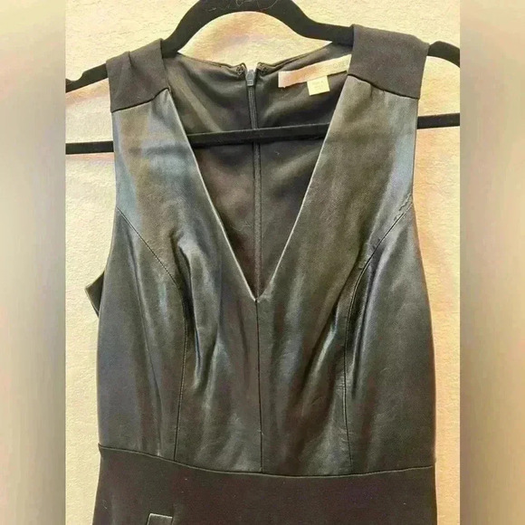 Boston Proper black sleeveless faux leather top dress. Size 4 - Picture 2 of 5